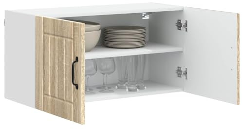 vidaXL Köksskåp Sonoma-ek 80 x 31 x 40 cm Konstruerat trä, Modernt köksskåp, rektangulär väggförvaring, hållbar organisering, effektiv lösning för hemmet, svart handtag