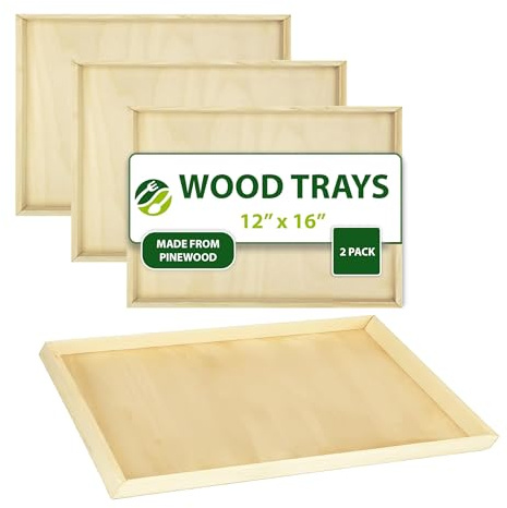 Eco Leaf Products 12×16 Wooden Rectangle Serving Platter Set of 2 – Reusable & Biodegradable, Durable Eco-Friendly Tray for Weddings, Parties, Buffets, BBQs & Outdoor Gatherings