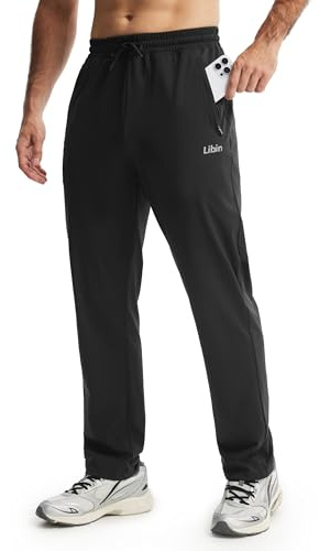 Libin Pantalon De Jogging pour Homme Pantalons De Sport | Bas De Survêtement À Taille Elastique Décontracté Training Sportswear Avec Poches Zippées