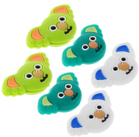 Mikikit Amortiguadores de Vibraciones para Raqueta de Tenis 6 Piezas Diseño Koala Colores Verde Oscuro, Verde Césped y Gris Claro, Accesorio Antiimpactos para Equipo de Tenis Infantil