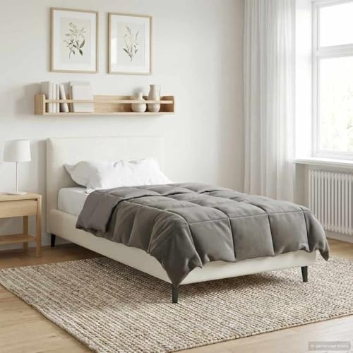 Piumone invernale imbottito grigio chiaro, 135 x 200 cm, in microfibra, trapunta per letto per bambini, imbottitura traspirante, lavabile, leggera e calda