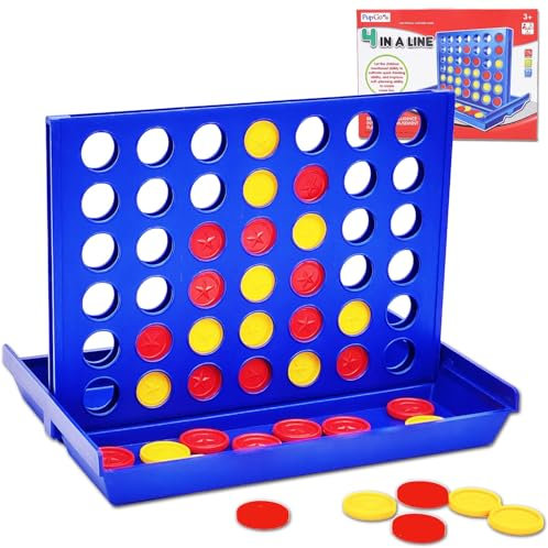 Pup Go 4 in einer Reihe Brettspiele Für Kinder ab 3+ Jahre, Standard-Größe familie Gesellschaftsspiel Für Erwachsene, Pädagogisches Strategiespiel Spielzeug, Reisespiel für 2 Spieler mit 6 Ersatzchips
