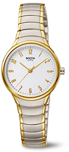 Boccia Titanium Damen Armbanduhr mit Gehäuse aus Titan, in der Farbe: Bicolor, Armband aus: Titan, Gehäusedurchmesser: 28 mm, 3319-02