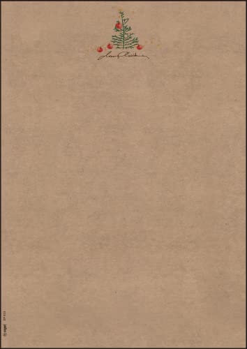 SIGEL DP415 Briefpapier Weihnachten, Kraftpapier, 100 g/m², A4, 100 Blatt Christmas with apples, Weihnachtsbriefpapier aus nachhaltigem Papier für Weihnachtspost, Einladung, Menükarte