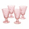 LOBERON Weingläser 4er Set Sarton, mit Dekorativem Reliefmuster, Klassische Form, Robust, Tischaccessoires, Glas, rosa