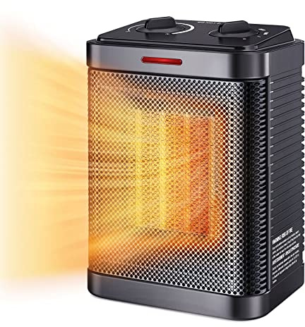 Space Heater for Indoor Use, 1500W PTC Ceramic Heater with Thermostat, Small Space Heater 2S Rapid Heating, 3 Modes, Electric Portable Heater with Safety Protection for Bedroom, Quiet Office