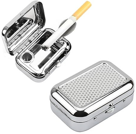 Wkmamo 2 Stück Mini Portable Outdoor Aschenbecher, Taschenaschenbecher, Reise Aschenbecher mit Deckel, quadratische Metall Aschenbecher für Camping, Rauchen drinnen oder drau?en verwenden
