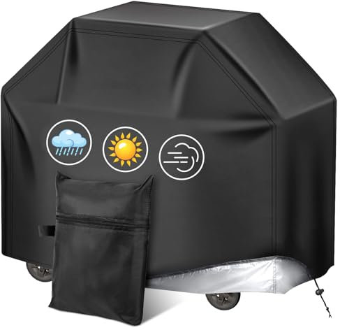 SVIPDDD Housse Barbecue Exterieur,Housse Barbecue en Tissu Oxford 210D, Résistante aux UV et aux déchirures,Ajustement Universel pour Grils à gaz,Dimensions 145x61x117cm-durable et imperméable,Noir