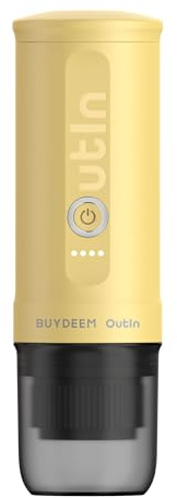 BUYDEEM Nano Tragbare elektrische Espressomaschine, Reisekaffeemaschine mit gemahlenem Kaffee, Autokaffeemaschine selbsterhitzend mit USB-C, Mellow Yellow