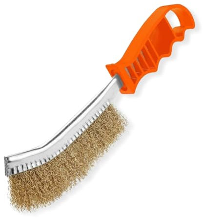 PARENCE.- Cepillo de latón con Mango de plástico - Bolso metálico de Acero Multiusos, Limpieza, decapado - Bricolaje, mecánico -24cm