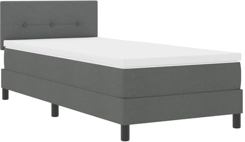 vidaXL Letto a Molle con testiera Grigio Scuro 90 x 190 cm Tessuto, Mobili Moderni per la Camera, Testata Regolabile, Letto Robusto, Materasso in Schiuma Confortevole