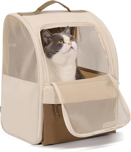 Yakuss HundeRucksack und KatzenRucksack für Kleine Haustiere，600D verschleißfestes Oxford-Gewebe, Hundetragetasche, Katzenrucksack, geeignet für Reisen （2-7kg）