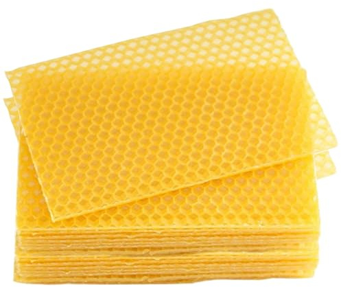 Hojas de cera de abejas 30 hojas de cera de abejas de 5, 2 x 3, 5 pulgadas, para marcos de, panal natural para hacer velas, suministros de apicultura, encontrada