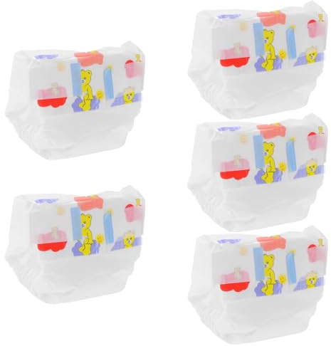 HOOTNEE Pannolini per Bambole 30 Cm Set da 5 Pezzi in Materiale Morbido Design Miniatura per Gioco di Ruolo e Accessori per Bambole da Finzione