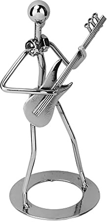 Tnfeeon Ornamento di Figura di Chitarra in Ferro Vintage Statua di Musicista Elettrolitico in Zinco 7,2 X 3,6 X 3,5 Pollici con Base Ponderata per la Decorazione della Mensola della Scrivania del