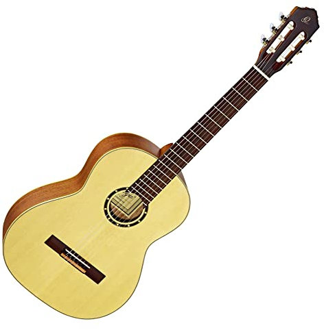 Ortega Guitars 4/4 Konzert Gitarre – Family Series – Inklusive Gig Bag – Fichte, Mahagoni, Natur (R121)