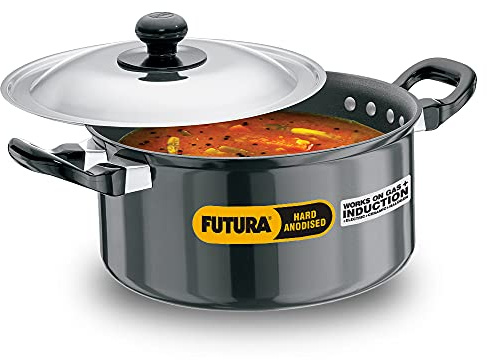 Futura Induction Future Nonstick Induction Base Stewpot with Steel Lid, 3 L, Small, Black