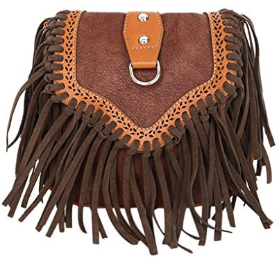 Schultertasche, Umhängetasche, Troddelbeutel,Fashion Fransen Damentasche Beutel Taschen PU Wildleder mit Reissverschluss