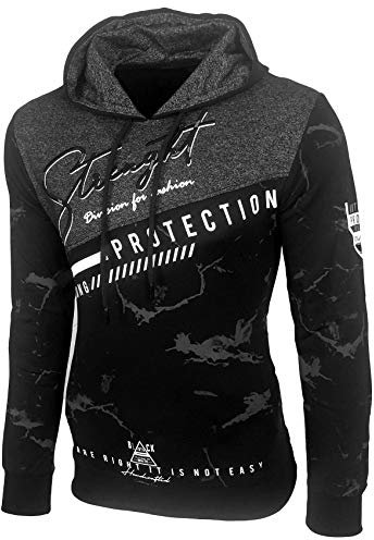 Baxboy Herren Pullover Hoodie Sweatjacke Longsleeve Sweatshirt Jacke Langarm Kapuzenpullover Hoody Sweater 2628, Farbe:Schwarz, Größe:S
