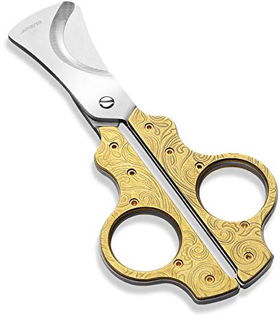 Zigarrenschere Cutter Edelstahl Sharp Doppelklinge Kylin Relief Pattern Guillotine mit Ledertasche und Geschenkbox,Gold