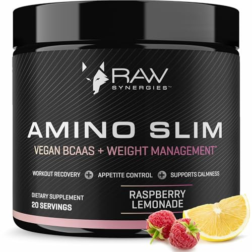 RAW Synergies Amino Slim - Active Lifestyle Supplement for Metabolic & Mindful Eating Support - Muscle & Energy Support - Sugar-Free & Vegan - Raspberry Lemonade - 20 Servings