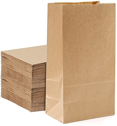 Sacs en Kraft 100 Pièces - Grande Pochette Papier pour Bonbon, Cadeau, Sachet Alimentaire - Noël, Fête, Anniversaire, Mariage, Hamburger, Fruits, Pain (18 * 11 * 32 cm)