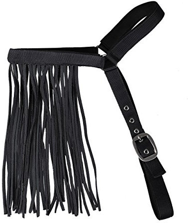 QHP Fliegenfransen Extra mit Stirn- und Kehlriemen (Minishetty, schwarz)