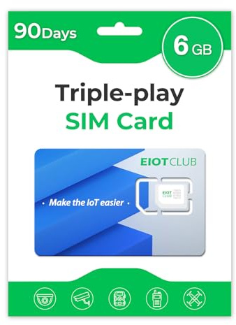 EIOTCLUB Data Only SIM Card for Security Cameras, 6GB 90-Day, Triple Play