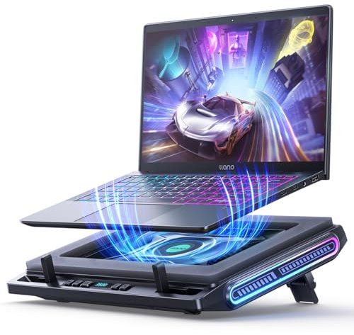 llano RGB Base Refrigeradora Portatil con Potente Ventilador Turbo Externo de 4.72'', refrigeración rápida para Ordenador portátil 13-17.3'' Control de Teclas 3 Soportes Ajustables 4 USB C&A.
