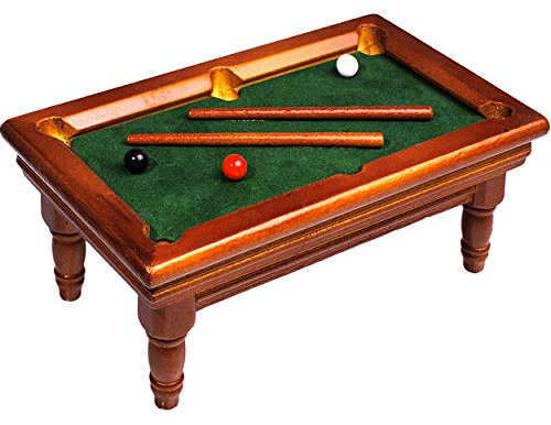 alles-meine.de GmbH Miniatur - Billardtisch mit Kugeln & 2 Queue Stäben - Holz - Maßstab 1:12 - Billard - Spiel Puppenhaus - Puppenstube - Poolbillard - Snooker - Carambolage..