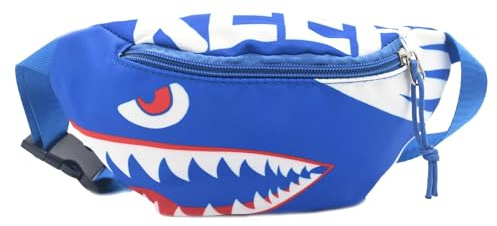 Dzxin Fanny Pack,Kids Bum Bag Bumbag Cartoon Hipsack Belt Bag Waist Bag Fanny Pack Fabric Nylon Money BeltCrossbody Chest Bag for Children Grils Boys Running Hiking Travel Sports (Blue Shark)