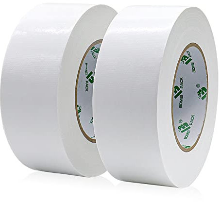 BOMEI PACK Nastro Adesivo Americano, Nastro telato rinforzato per riparazioni o decorazioni, Nastro americano impermeabile per tubature, scarichi e condotti, rotolo 2Pz 50mm x 30 m (Bianco)