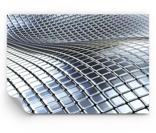 ARTTOR Papel pintado de papel no tejido Standard - Metal estera cromo aluminio - 150x105 cm - Fotomurales XXL Moderna Decorativos Papel tapiz fotográfico Dormitorio Para la sala - WF1AA150x105-2574