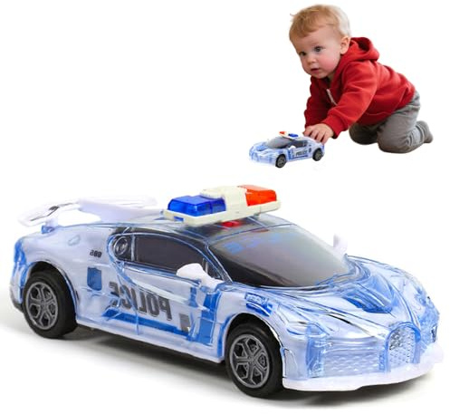 Quorlis Police Car Toy with Lights & Sounds – 1:36 Scale Police Car for Boys and Girls Age 3+, Toy Cars with Pull Back Action, Gift for Birthday or Christmas