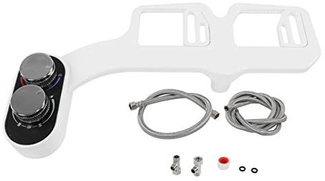 Rociador de bidé de doble boquilla, no eléctrico, autolimpiante, presión de agua ajustable, accesorio de inodoro para bidé, para el hogar, baño, carcasa de plástico ABS (3/8 pulg. Europa)