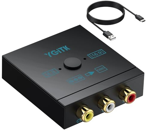 YGiTK RCA to HDMI Converter, 1080P AV to HDMI Converter Plug & Play Mini Composite CVBS Audio Video Adapter Supports PAL/NTSC for Wii, PS2, Xbox, N64, VHS, VCR, PC, Retro Gaming on Smart TV