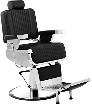 Physa – frisörstol kosmetisk stol Luxuria Black (64–77 cm sitthöjd, 510 x 450 mm sits, ECO-läder, stålram, 360° roterbar, fotstöd) svart