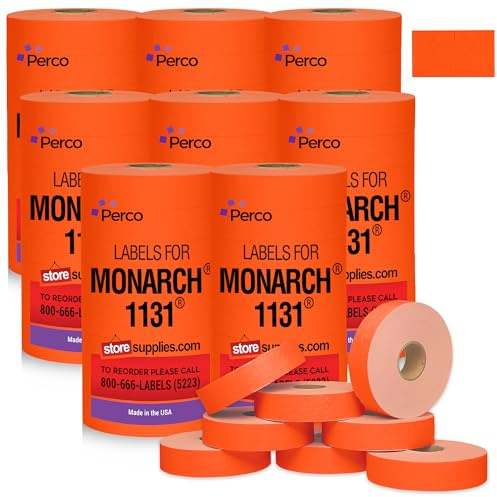 Pricing Labels for Monarch 1131 Fluorescent Red - 160,000 Labels w/ 64 Rolls Value Pack, 8 Sleeves - Made in USA