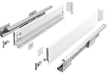 GTV Lådsystem AXIS PRO – låda set med fullt utdrag och soft-stängning – längd 450 mm – höjd 86 mm – färg vit