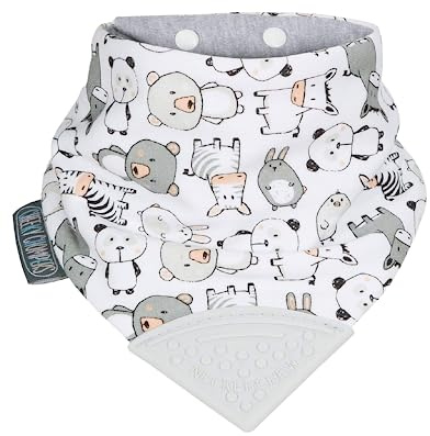 Cheeky Chompers Haklapp för tandade spädbarn och småbarn – bandanaklab med silikonbitring – prisbelönt halsduksdesign hygienisk + absorberande + BPA-fri (Panda Pals)