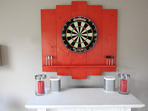 WOODEN Dartboard Surround | Premium dart wall protection & tablet holder | Red | WITHOUT tablet holder (catch ring, dart surround, backboard)