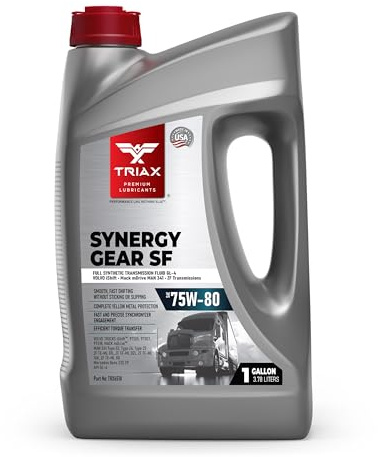 Triax Synergy Gear SF 75W-80 GL-4 Synthetic Transmission Fluid Compatible with Volvo iShift and Mack mDrive (1 Gallon)