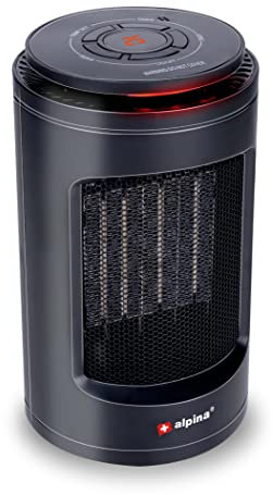alpina Termoventilatore portatile e compatto – Riscaldamento elettrico 1200W con aria calda e fredda – Termostato digitale riscaldamento 15-35°C – Funzione timer 1-9h – Riscaldamento elettrico per