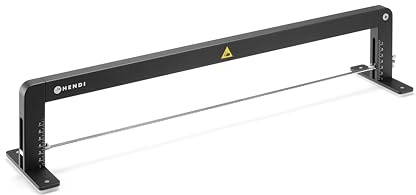 HENDI Sierra manual profesional de repostería, hoja ajustable, para cortar masa de tartas en capas, cortador, rebanadora, niveladora de biscocho, 620x120x(H)130mm, acero inoxidable, aluminio, negro