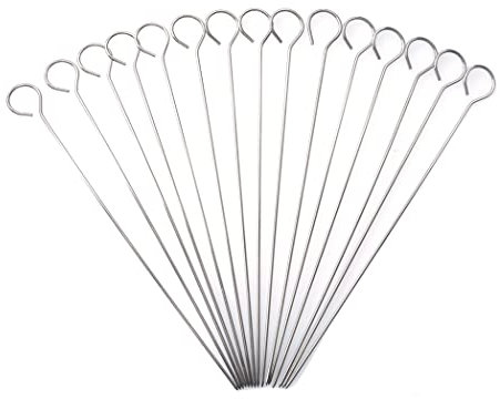 Ruwado 15 Pcs 6 Inch Turkey Lacers for Trussing Turkey Stainless Steel Silver Meat Trussing Needles Poultry Grilling Supplies for Barbecue BBQ Cooking Kitchen Chicken Roast Supplies (7.8 Inch)