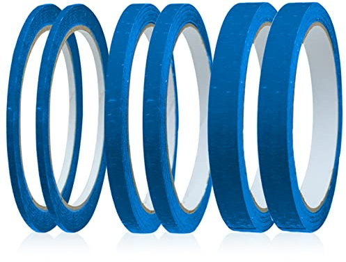 Fine Line Blue Masking Tapes - 3mm/7mm/12mm Wide, 22 Yard Writable, Automotive & Premium Tape for Painting & Decorating