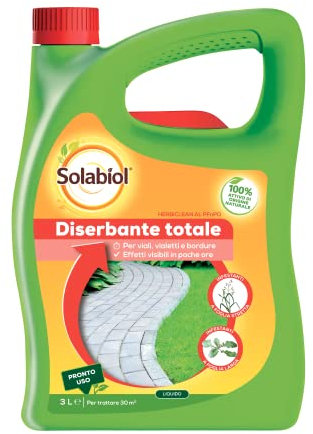 Solabiol Herbiclean PFnPO Diserbante Totale Biologico Pronto Uso. Erbicida Per Diserbo Erbacce e Muschio ad azione disseccante seccatutto Ideale per Vialetti e Bordure. 3L