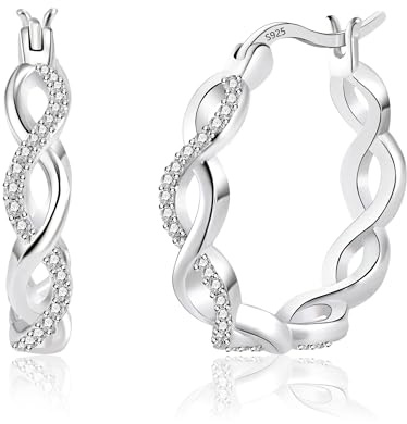 ASH'S CHOICE 925 Sterling Silver Hoop Zirconia Huggie Earrings for Women