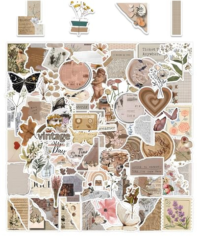 120 stycken retro estetiska klistermärken, dagbokklistermärken, vattentäta scrapbook-klistermärken, gör-det-själv dekorativa klistermärken, lämpliga för dagböcker och scrapbooking