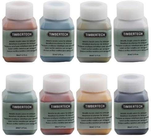 Timbertech 30 ml Airbrush färg SET 8 METALLIC
